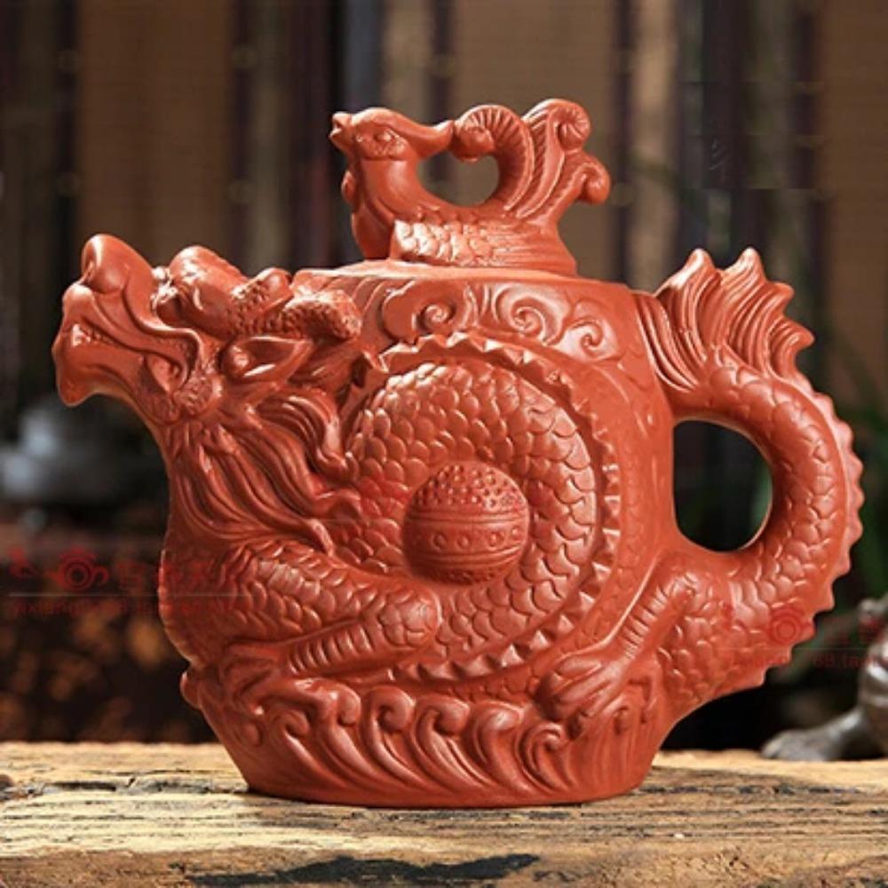 Authentic Yixing Teapot Dragon and Phoenix Tea Pot Big Capacity Purple Clay Tea Set Kettle Kung Fu Teapot