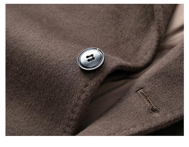 2025 Winter Men's Fashion Wool Coat, Double-Sided with Suit Collar, White Goose Down, Trendy Warm Outerwear