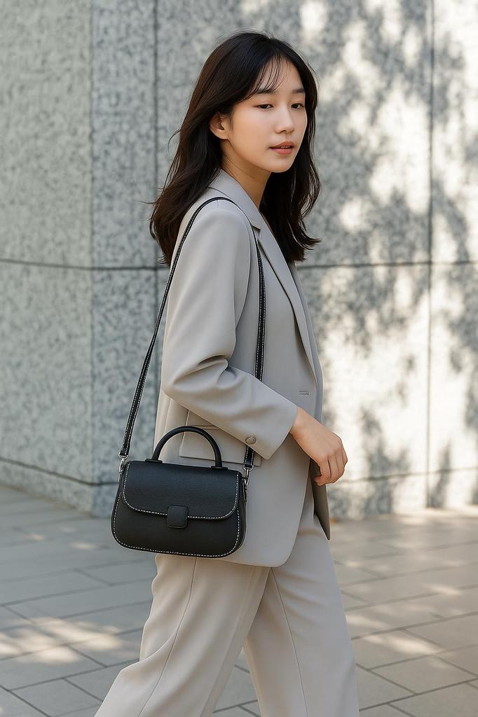 ZELEN Shoulder Crossbody PU Stylish Women's Bag, Bag, 2-Way Handbag, Small, Leather, Lightweight, (Black)