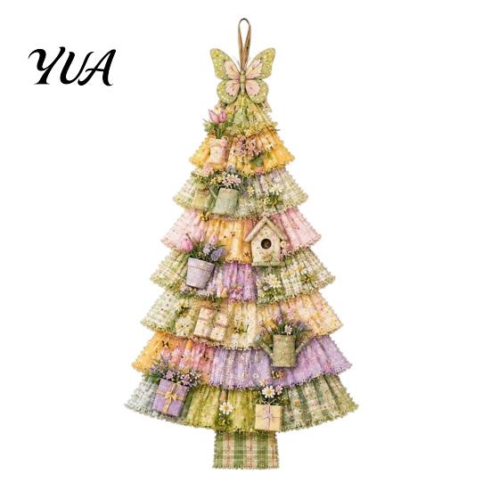 Garten- und Meeresdeko für das ganze Jahr, Weihnachtlicher handgefertigter Türhänger-Bausatz, Patchwork-Baumdekoration, DIY-Näh-Set, Übergroßes Silhouette-Ornament