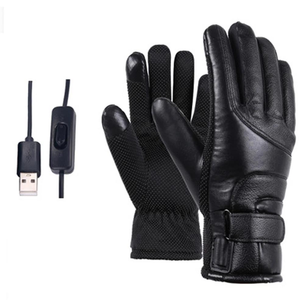 Winter Thermal Cycling Gloves Waterproof Cycling Gloves Touchscreen Hand Warmer USB Electric Gloves Heated Gloves for Motorcycle USB Heated Gloves