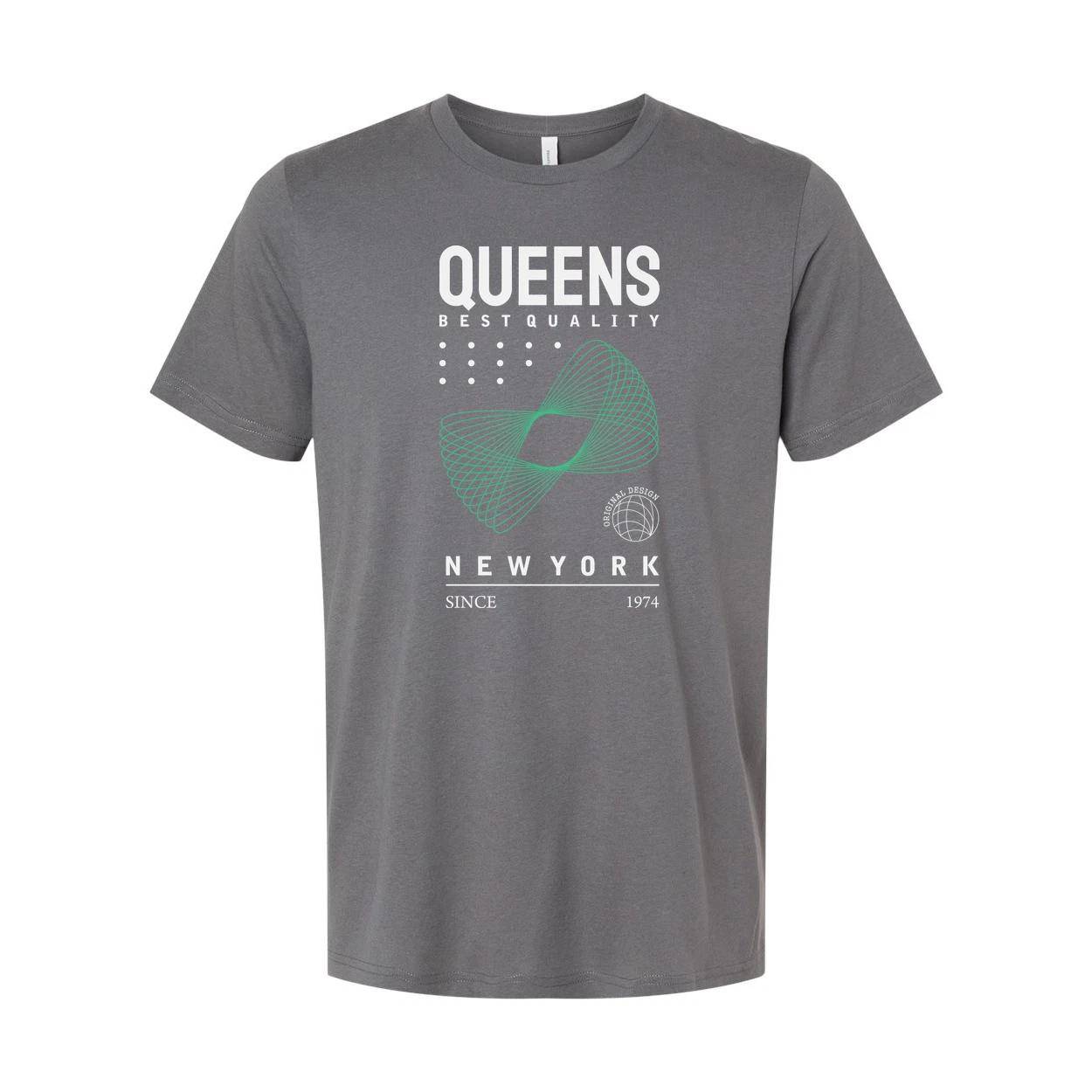 

Unisex Queens Graphic T Shirt With New York Design And Mint Geometric Logo Print S
