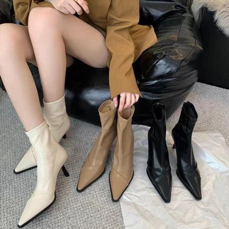 New Style Popular Women High Heels Ankle Boots Sexy Pointed Toe Shoes Winter Fashion Luxury Boots Women Shoes Pumps Casual Boots