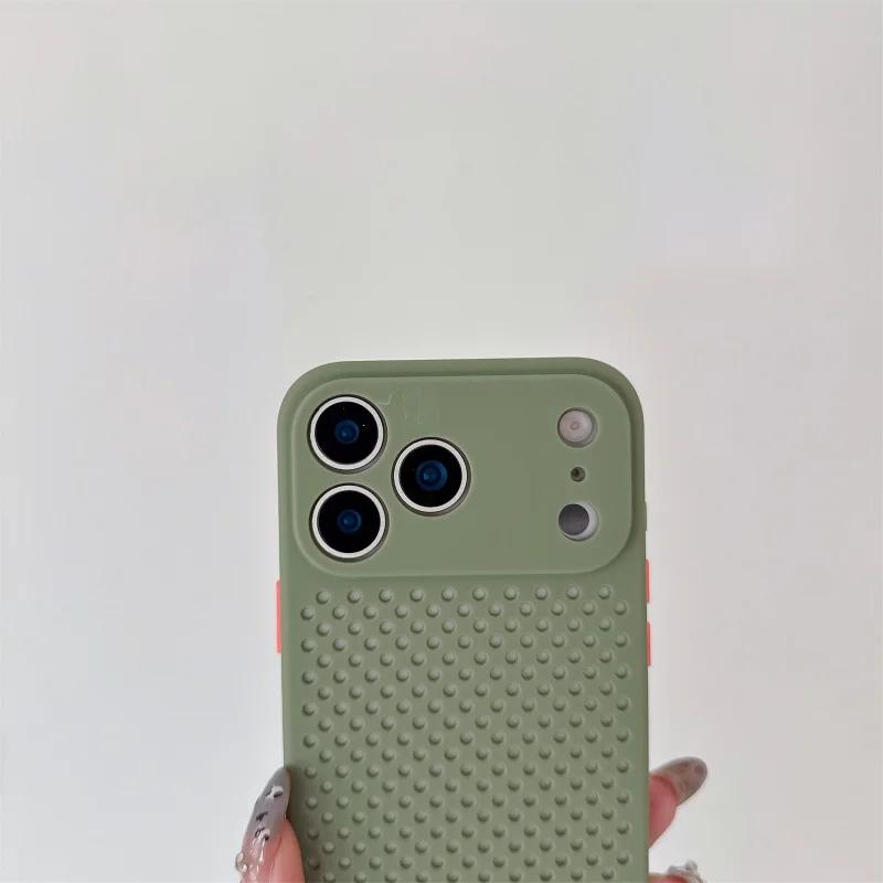 Heat Dissipation Breathable Cooling Phone Case For iPhone 17 Pro Max 17 Pro 17 Air 16 16e 15 14 Pro Max 14 15 Plus Soft Silicone Cover
