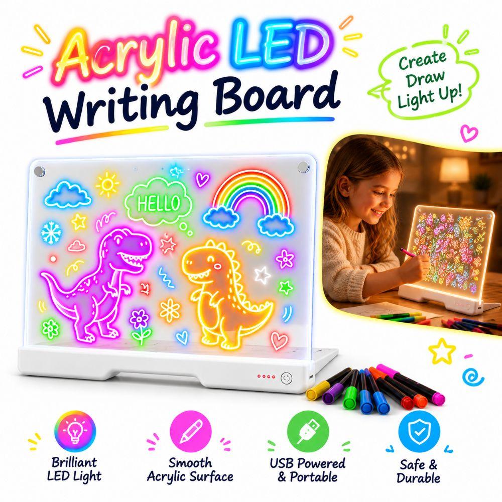 Colorful Lights Message Board Acrylic Erasable Doodle Board Acrylic LED Writing Board Children