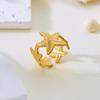 Edelstahl Schale Seestern Ringe Für Frauen Männer Vintage Goldfarbe Blume Geometrisch Verstellbarer Ring Sommer Strand Schmuck Geschenk