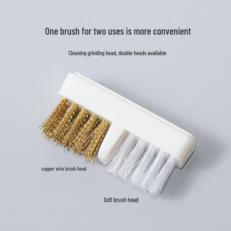 Dual-Ended Nail Drill Bit Cleaning Brush with Copper Wire and Steel Bristles