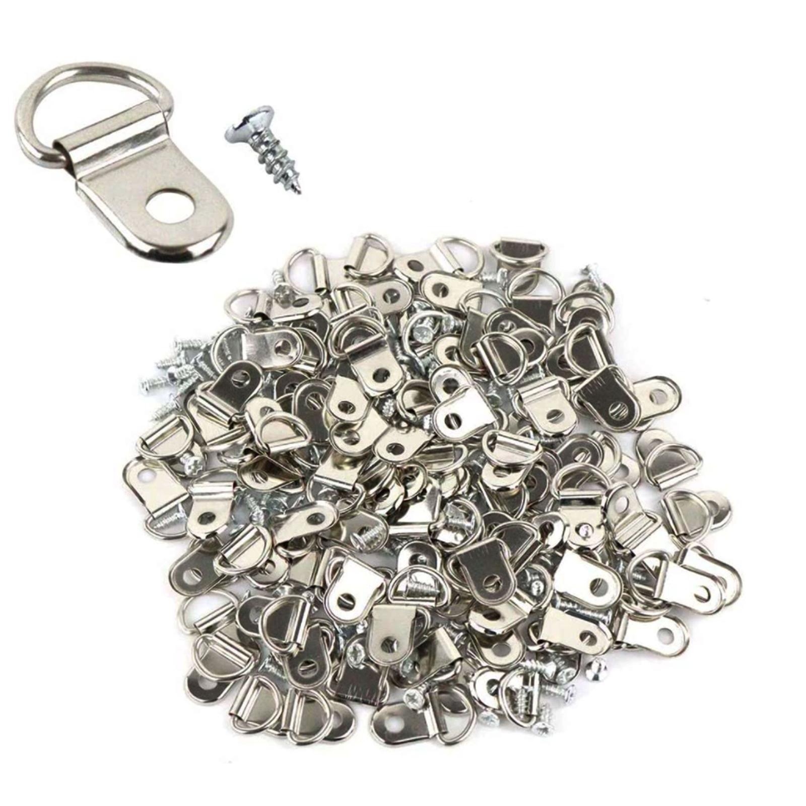 

40/50/60/80/100 шт. Круглая D-образная пряжка, крючок для фотостены с винтами, вешалка для масляной живописи, зеркала, рамки для картин с винтами, настенный крючок S серебряный