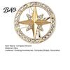 Oxidation Resistant Badge Vintage Rhinestone Star Compass Brooch, Men Women Alloy Durable Jewelry Lapel Pin, Accessory for Clothing Decor