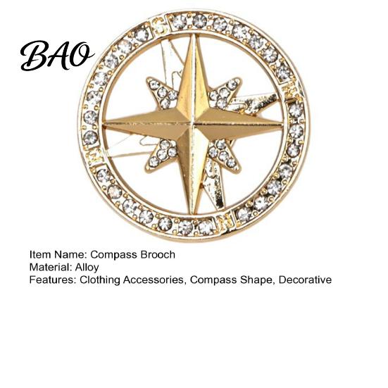 Oxidation Resistant Badge Vintage Rhinestone Star Compass Brooch, Men Women Alloy Durable Jewelry Lapel Pin, Accessory for Clothing Decor