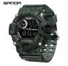 SANDA 2183 Camouflage Series Fashion Style Multi-functional Student Watch Waterproof Electronic Watch Sport Silicone Wristwatch