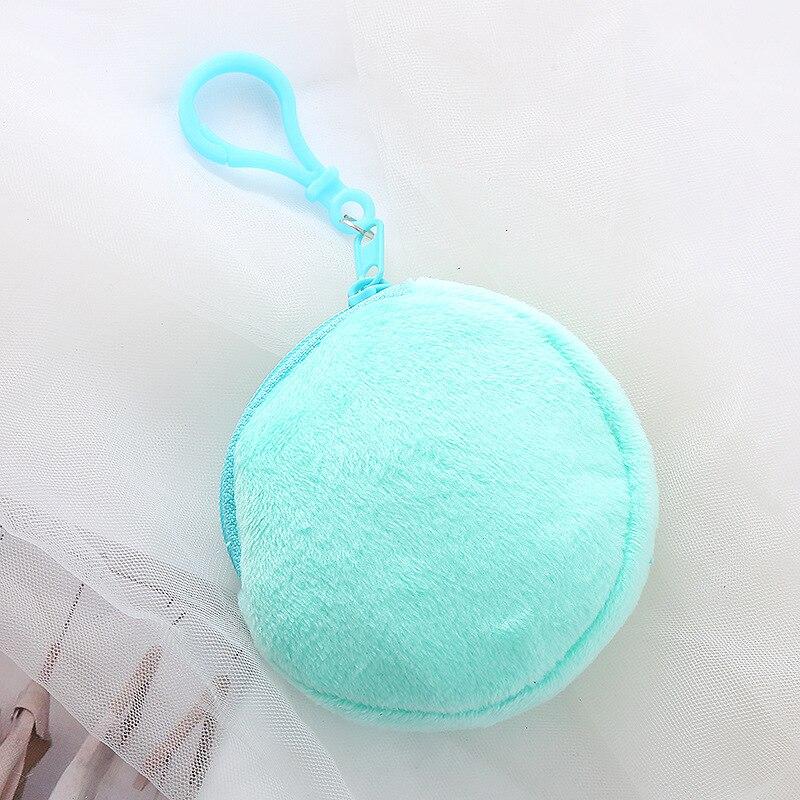 

Сплошной цвет, круглая молния, плюшевые сумки для монет, маленькая сумка для монет, кошелек, портативный брелок для ключей, сумки для хранения наушников, органайзер циан