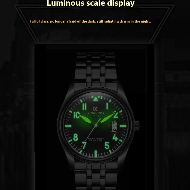 Topmarke Klassische Mode Herren Stahlband Kalenderuhr Neu Leuchtend Wasserdicht Große Zifferblattuhr Studentenuhr