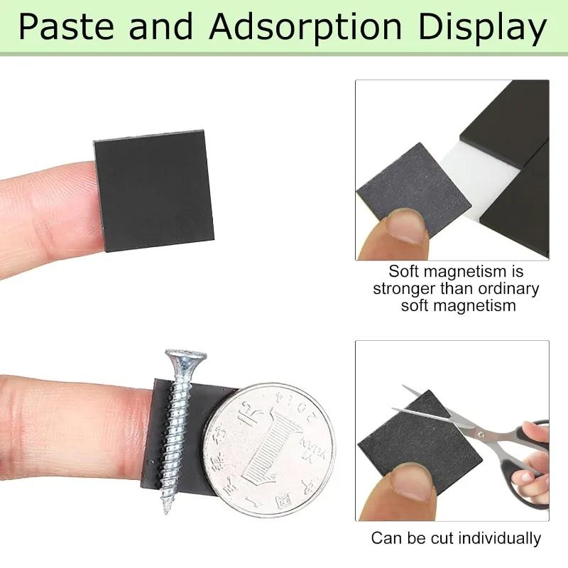 Self Adhesive Magnets Sheet Soft Flexible Magnetic Stickers for Refrigerator Whiteboard Office DIY Crafts Sticker Multiple Sizes