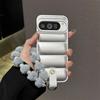 Down Jacket Pearl Hairball Wrist Strap Phone Case for Google Pixel 10 Pro XL 9 9A 8 7 7A 6 6A 5A 5 Protective Soft TPU Cover
