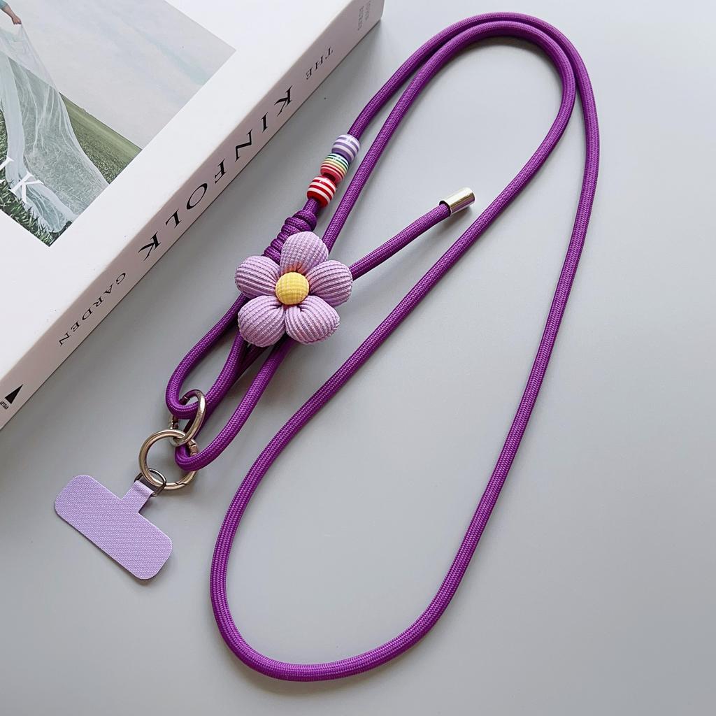 Fashionable Flower Double-Sided Adjustable Mobile Phone Universal Lanyard, Diagonal Long Lanyard Anti-Loss Hanging Piece