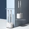 2PCS Toilet Brush and Holder Floor-standing Soft   Toilet Brush Cleaner No-drilling Bathroom   Cleaning Toilet Bowl Brush