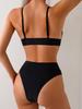 Women's Solid Color Strappy Bikini Swimsuit