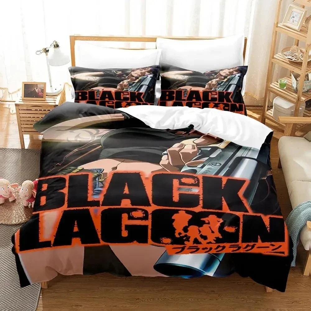Anime Black Lagoon Bedding Set Duvet Cover Bed Set Quilt Cover Pillowcase Comforter King Queen Size Boys Adult Bedding Set