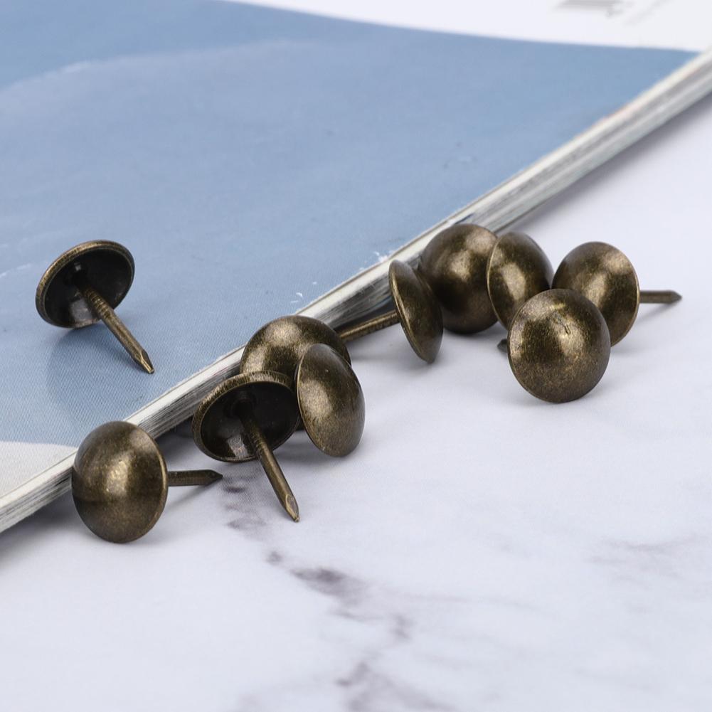 100Pcs Upholstery Nail Antique Brass Iron Furniture Decorative Drawing Pin Accessories 11x17mm