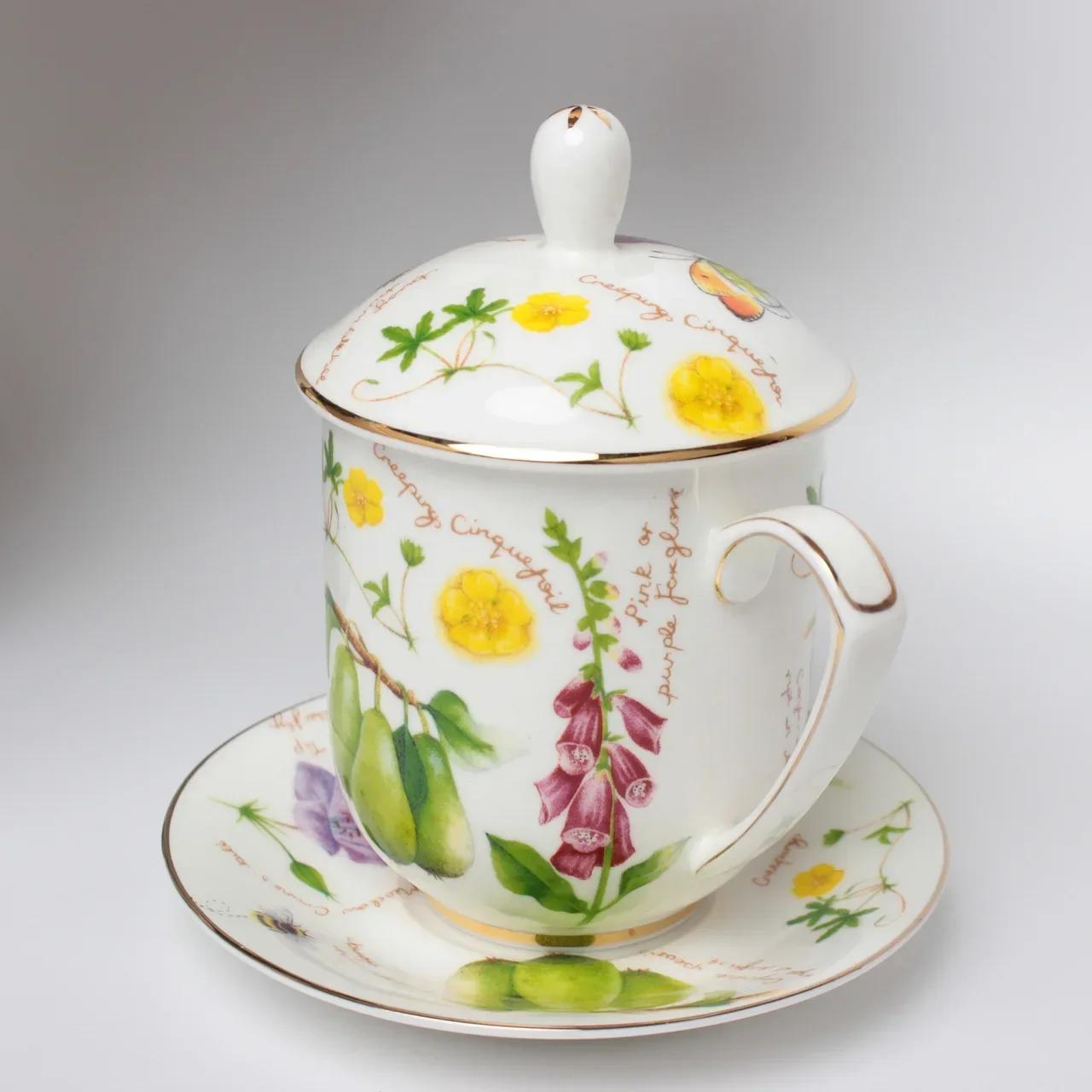 

Керамическая чашка для конференций в китайском стиле, новые чашки для воды в китайском стиле с крышкой и блюдцем, подарочная чашка для чая, кружка для кофе, чашки для чая 350ml