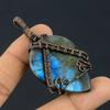 Labradorite Pendant, Handmade Gemstone 999 Copper Wire Wrapped Pendant Antique Jewelry, For Gift Silver Jewelry