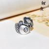 Adjustable Open Ring With Vintage Koi Fish Design Plated Copper Retro Ethnic Style Finger Men Women