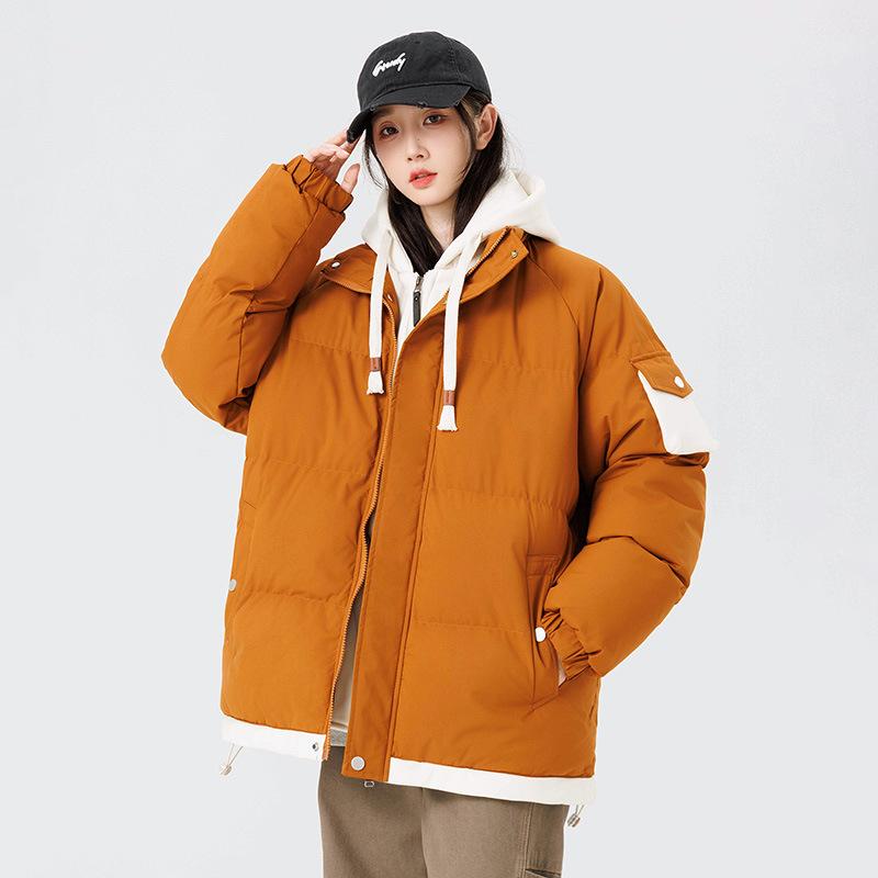 Men's and women's fake two-piece thickened coat cold warm sports and leisure outdoor lightweight fluffy soft cotton coat