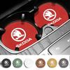 JKFB8 2Pcs Car Auto Cup Holder Anti Slip Coasters Pad Interior Accessories For Skoda Octavia Fabia Superb Yeti Enyaq Rapid Kamiq Karoq