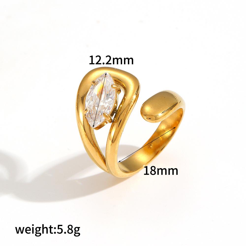 Geometric Stainless Steel Ring For Women With Electroplated Finish And Elegant Style For Fashion Accessories