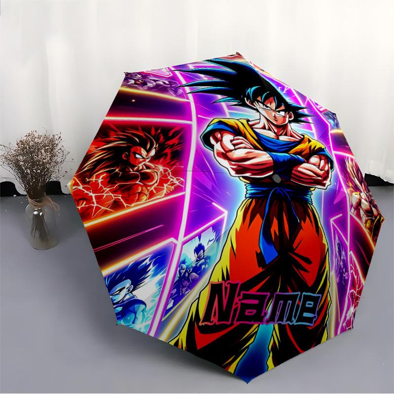 1pc Saiyan Super Saiyan Custom Name Automatic Folding Umbrella, Durable Plastic & Iron, Lightweight for Outdoor Daily Use S1230028