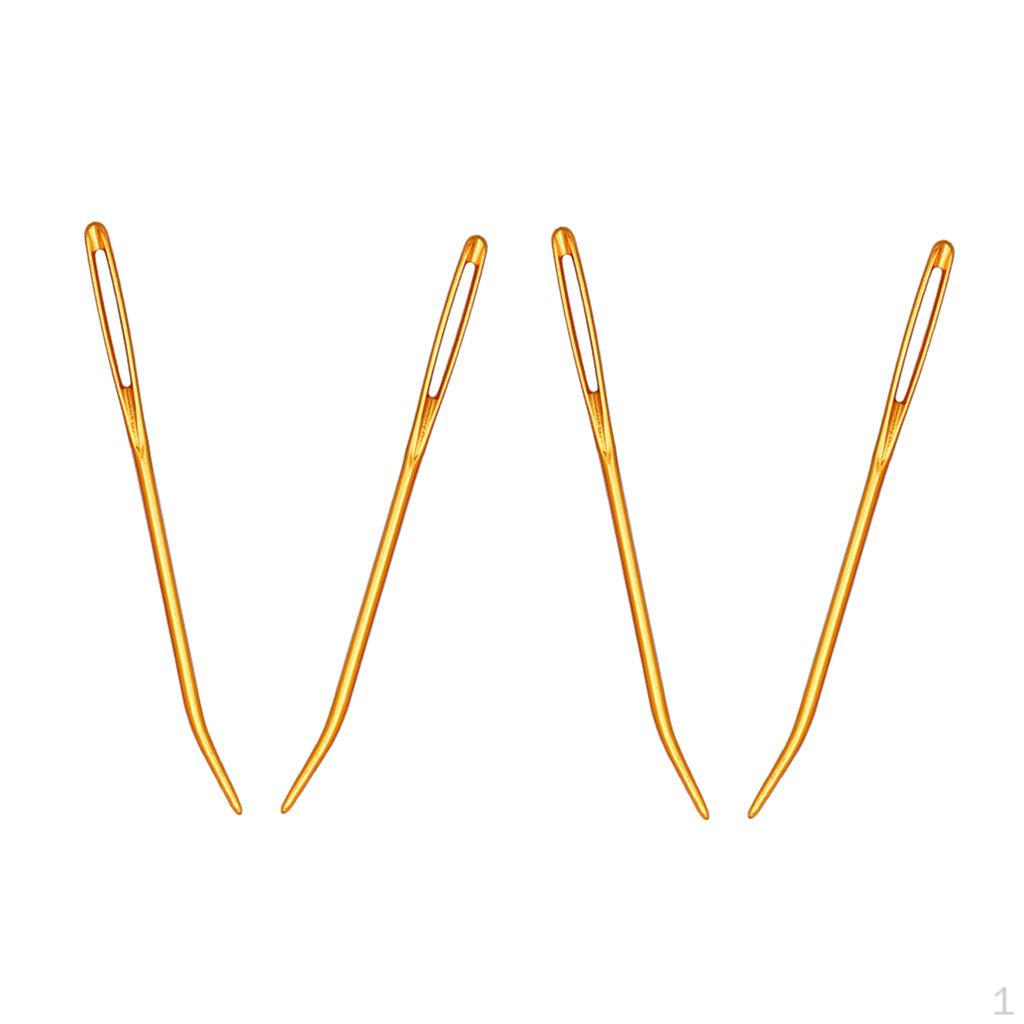 

4 шт. Алюминиевые штопальные иглы, Швейные иглы с большим ушком и изогнутым кончиком, Золотые, Профессиональное вязание