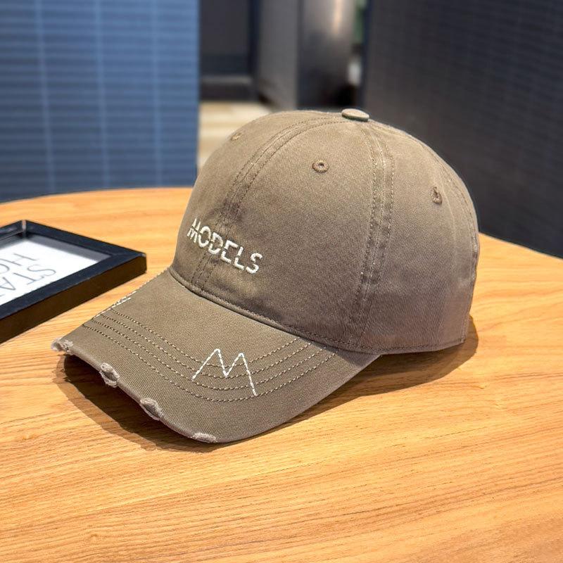 Baseball Cap Broken Brim Embroidery Letter Hat Female Peaked Cap Male Face Small Spring and Autumn Wide Brim
