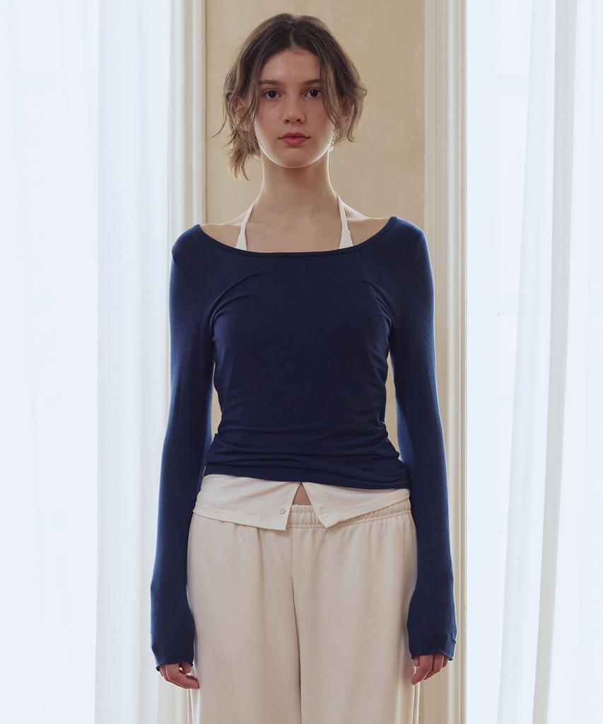 AFTERHOURS 2Way Soft Long Sleeve Top (Navy)