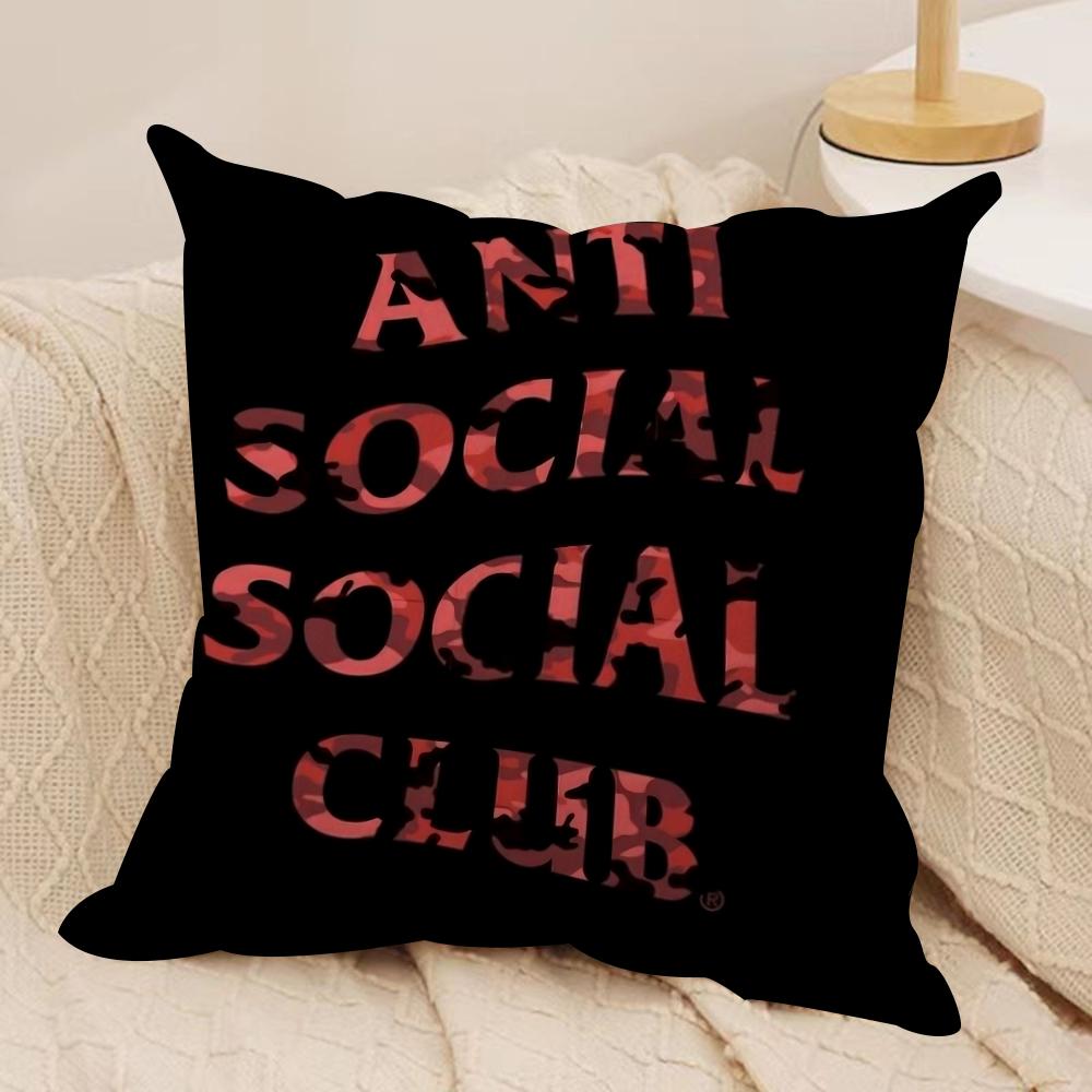 AAnti Social Social Club Cushion Cover Soft Plush Fabric DoubleSided Printed Sofa Cushion Cover for All Seasons Home DecorGift