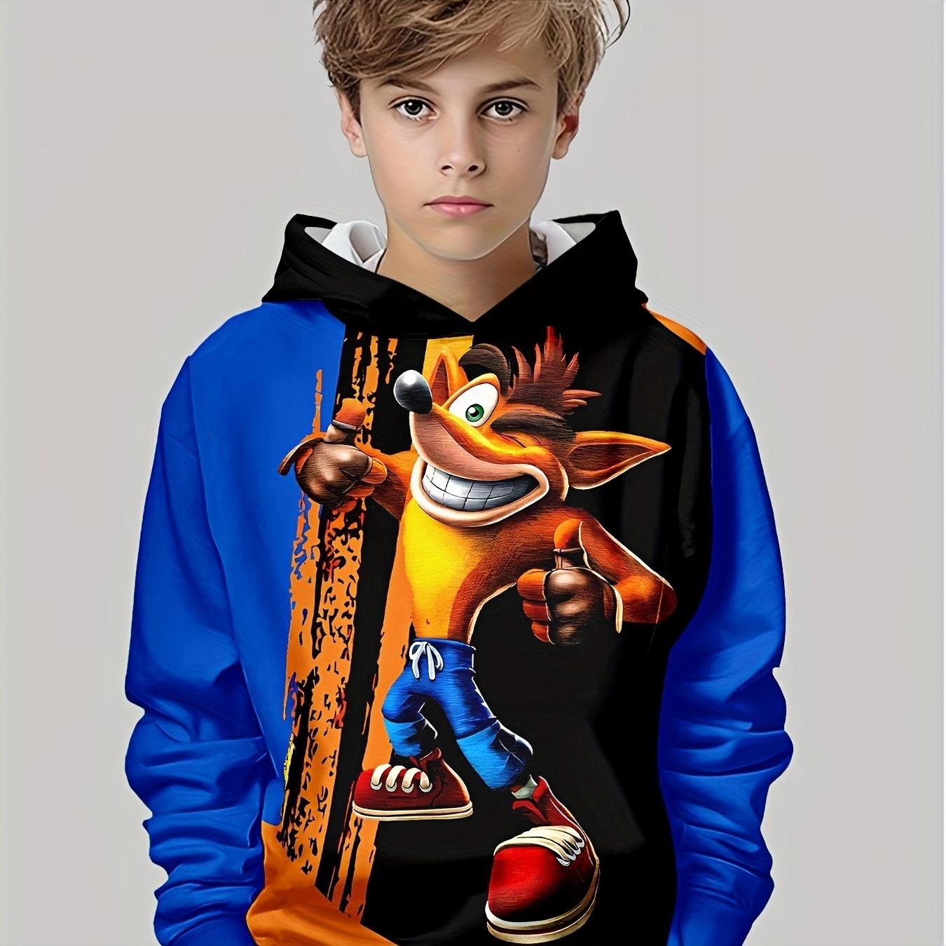 

Boys Fashion 3D Printed Casual Hoodie - Spring and Autumn Winter Long Sleeve Hoodie, Trendy and Stylish 13-14Y