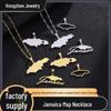 Trendy Jamaica Map Titanium Necklace: Ethnic Geometric Pendant Jewelry