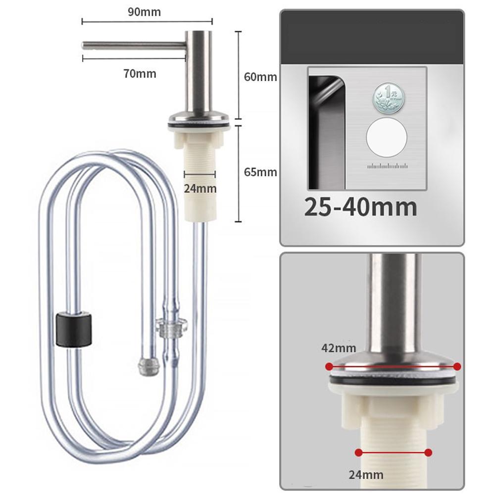 Pojemnik na pianę do mycia naczyń do zlewu kuchennego, z litego mosiądzu, z ruchomą głowicą 360°, uchwyt na płyn do mycia naczyń, silikonowy wężyk, akcesorium