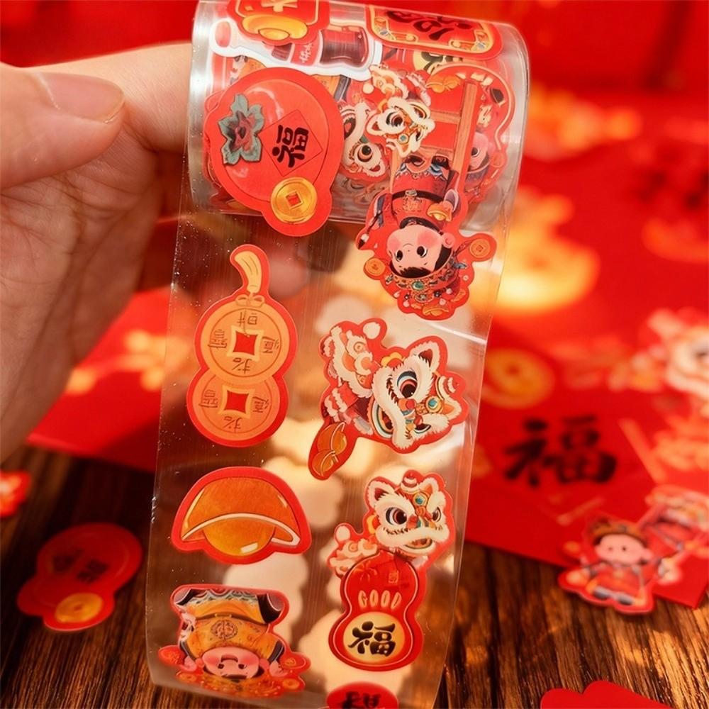 500Pcs/Roll Cartoon Chinese New Year Stickers Stationery Sticker Removable Spring Festival Stickers Adhesive Packaging Stickers