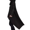 Women Solid Color Asymmetric Hem Drawstring Hooded Sweatshirt Loose Poncho Coat