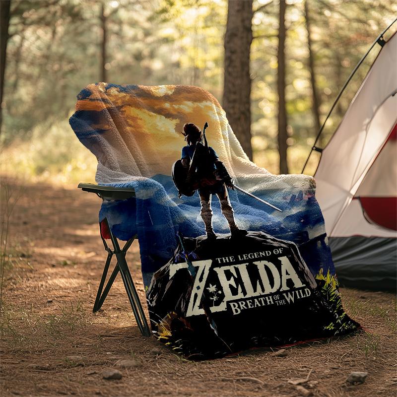 1pc Game Zelda Theme Blanket - Digital Print, Polyester, Cozy for All Seasons, Perfect for Outdoor, and Travel