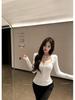 Spring 2026 Korean Yujie Style Black Lace-up Mesh Top Base Layer