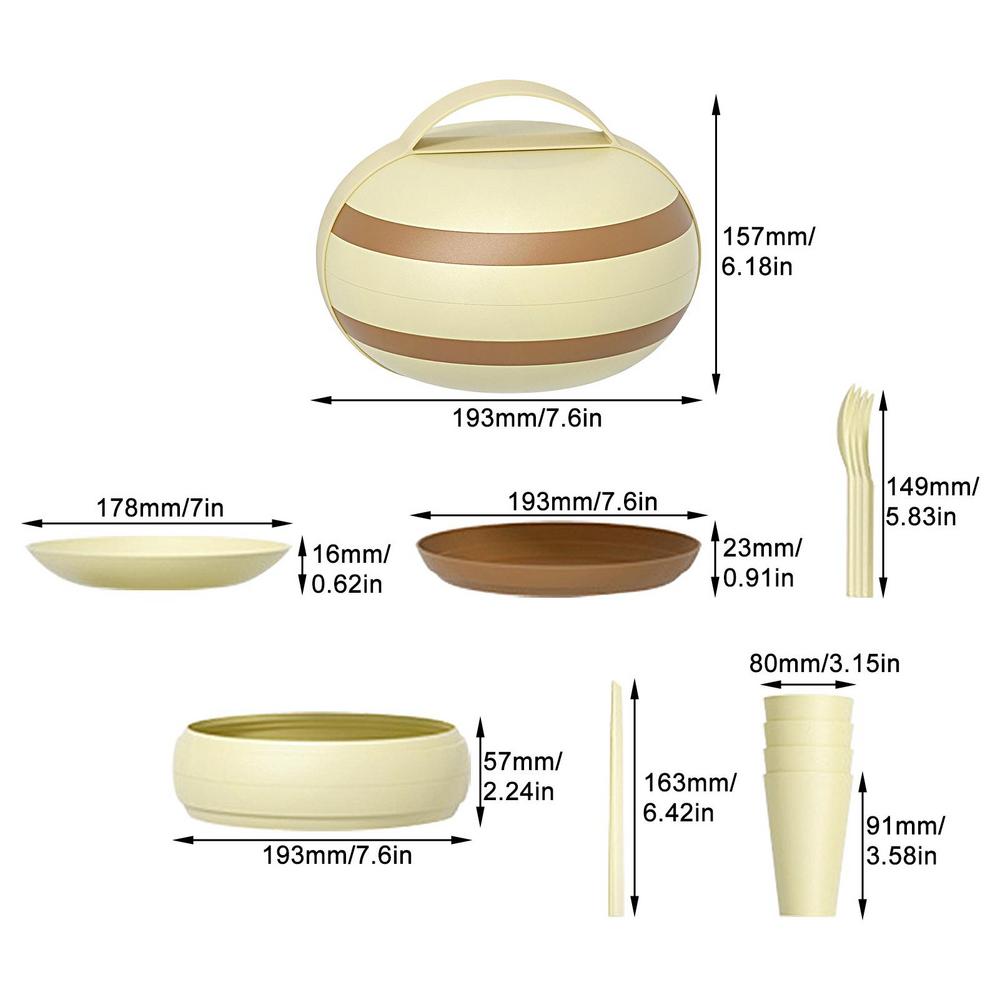 

Набор походной посуды 17 шт. Съемные походные тарелки и миски, чашки, миски, набор столовых приборов с ручкой, многоразовый набор столовых приборов для
