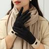Women's Winter Gloves with Plush Insulation Cute Students' Cold Proof Touch Screen New Windproof Gloves for Cycling and Driving