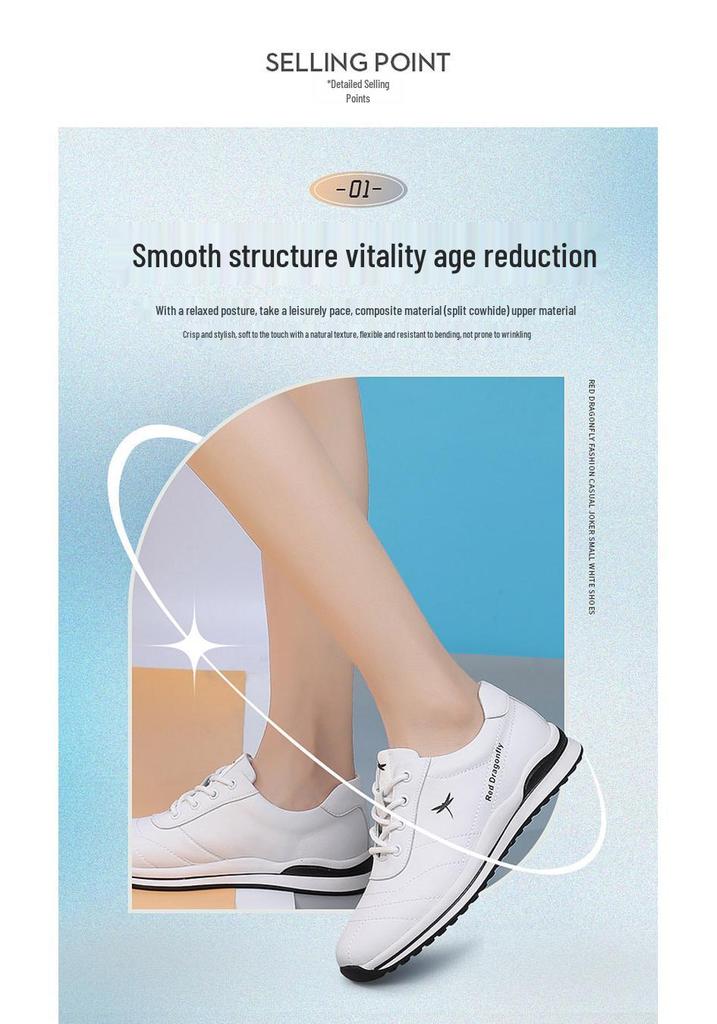 Red Dragonfly Women's Waterproof White Leather Casual Sports Shoes