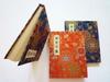 60-page Goshuincho (stamp book) with vinyl cover, floral arabesque pattern, navy blue