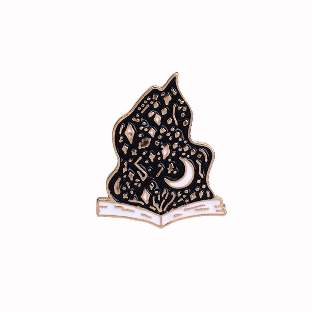 Exquisite Fashion Book Enamel Design Pin Badge Black Flame Brooch