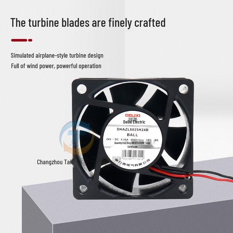 Delixi 24V DC Axial Cooling Fan for Electrical Cabinets, 60x60x25mm