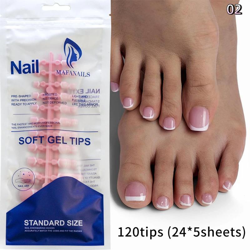 120Pcs French Style Wearing Fake Nail Toenails Display Toenail Stickers Full Cover Latest Hot Selling Style Foot Nails Tips