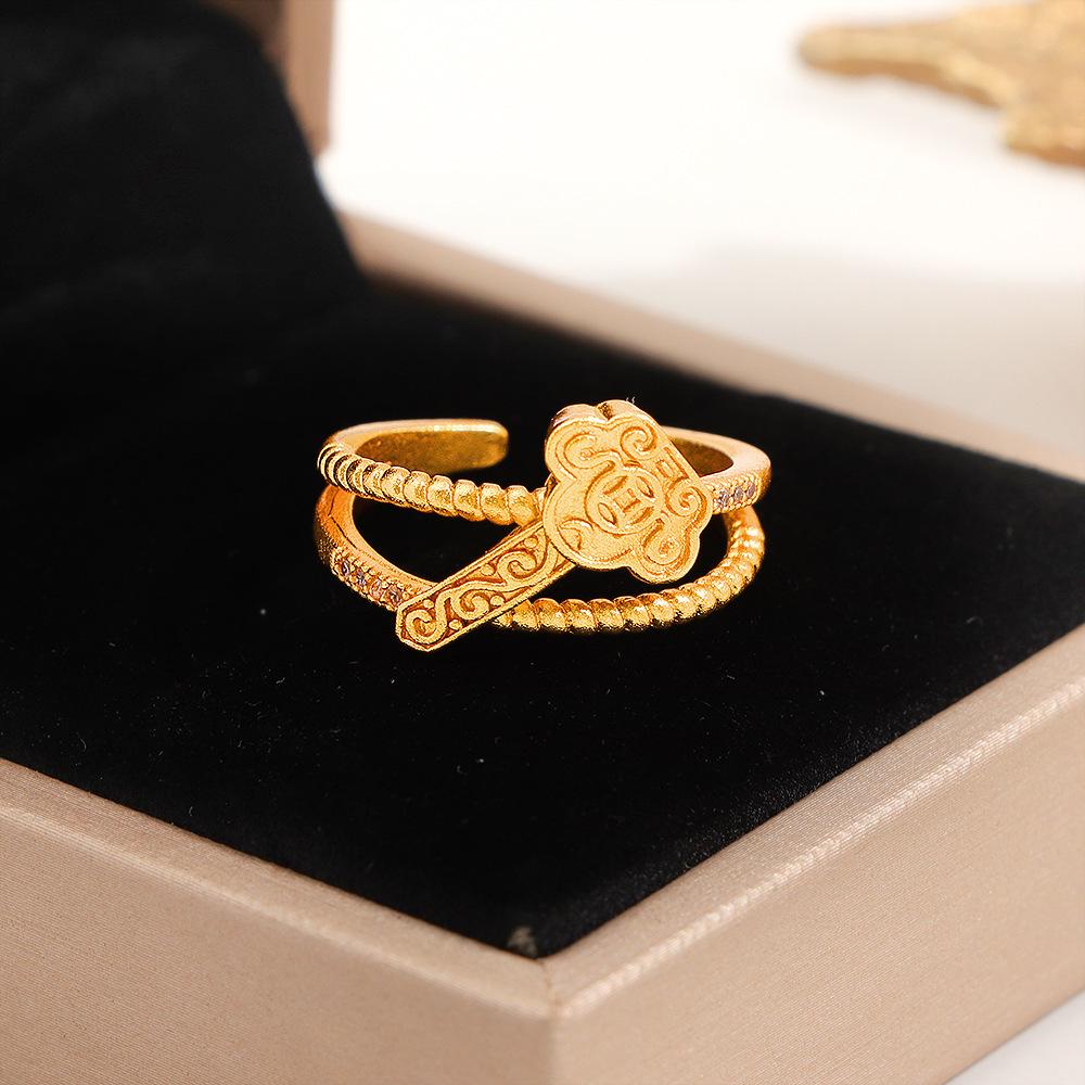 Douyin Bestseller: Copper Coin Treasure Basin Yuanbao Ring - Fashionable Gift for Girlfriend